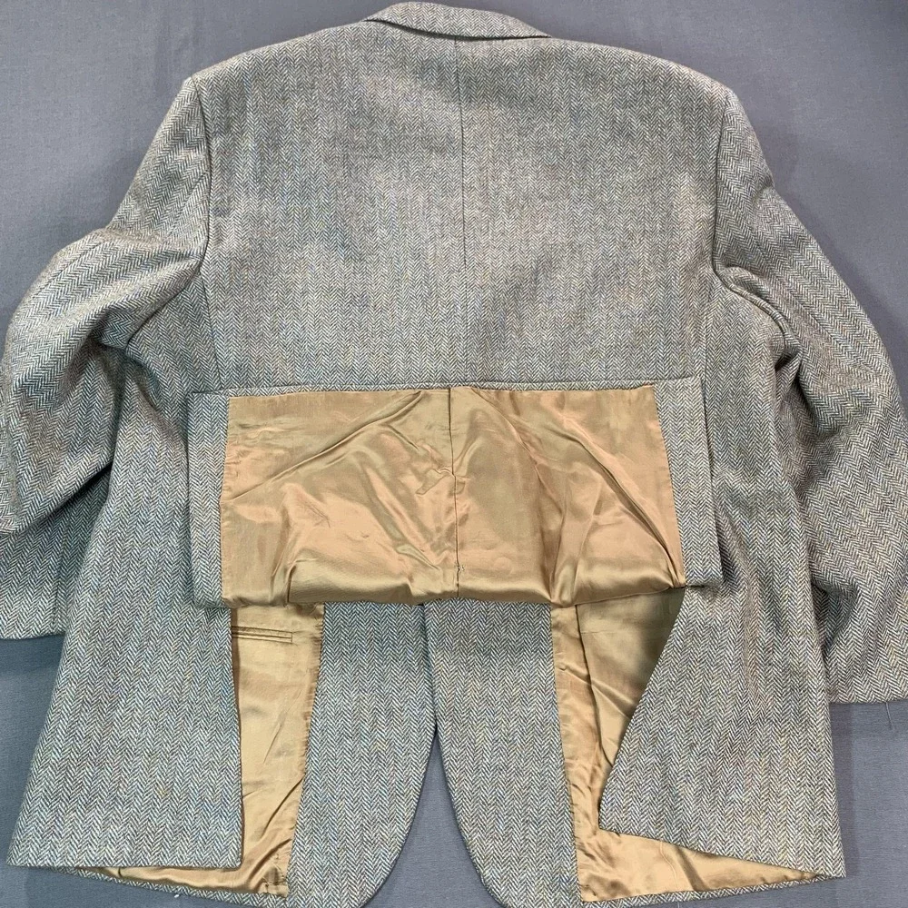Southwick Blazer Mens 50R Beige Herringbone Wool Tweed Sport Coat‎ Made In USA